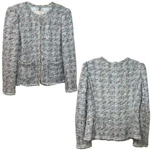 Rebecca Taylor - Women’s Tweed Fringe Jacket in Rainbow Speckle - Pink, Size 2